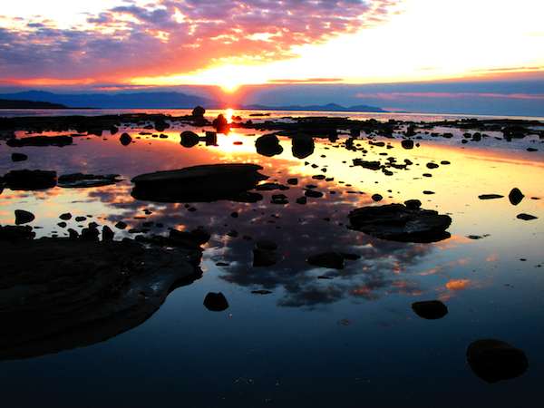 Sunrise and rock Hornby Island